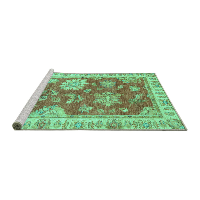 Sideview of Machine Washable Oriental Turquoise Modern Area Rugs, wshabs3849turq