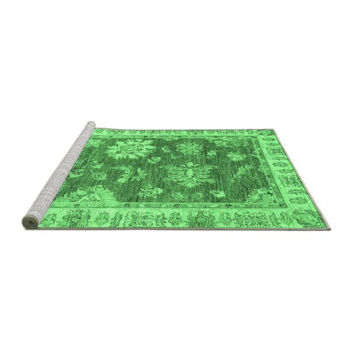 Sideview of Machine Washable Oriental Emerald Green Modern Area Rugs, wshabs3849emgrn
