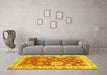 Machine Washable Oriental Yellow Modern Rug in a Living Room, wshabs3849yw