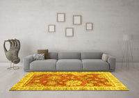 Machine Washable Oriental Yellow Modern Rug, wshabs3849yw