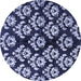 Round Abstract Blue Modern Rug, abs384blu