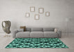 Machine Washable Abstract Turquoise Modern Area Rugs in a Living Room,, wshabs384turq