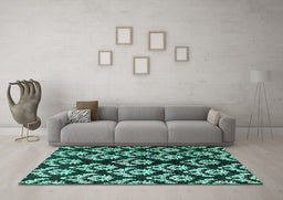 Machine Washable Abstract Turquoise Modern Area Rugs in a Living Room,, wshabs384turq
