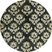 Round Abstract Olive Green Modern Rug, abs384