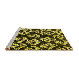 Sideview of Machine Washable Abstract Yellow Modern Rug, wshabs384yw
