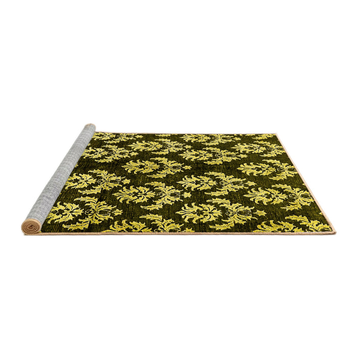 Sideview of Machine Washable Abstract Yellow Modern Rug, wshabs384yw