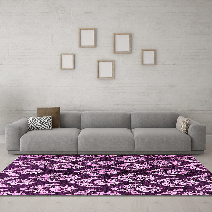 Machine Washable Abstract Pink Modern Rug in a Living Room, wshabs384pnk