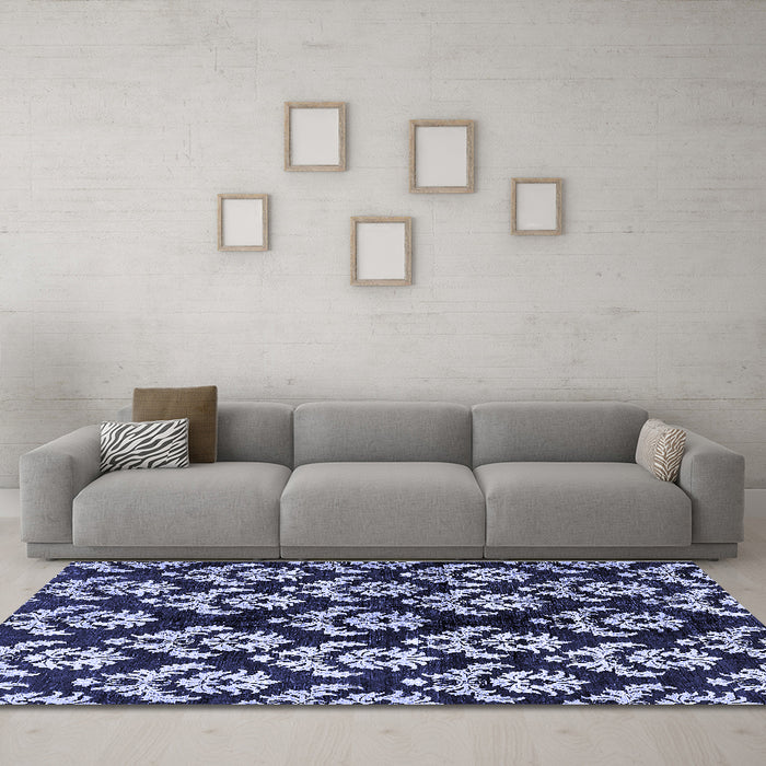 Machine Washable Abstract Blue Modern Rug in a Living Room, wshabs384blu