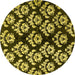 Round Machine Washable Abstract Yellow Modern Rug, wshabs384yw