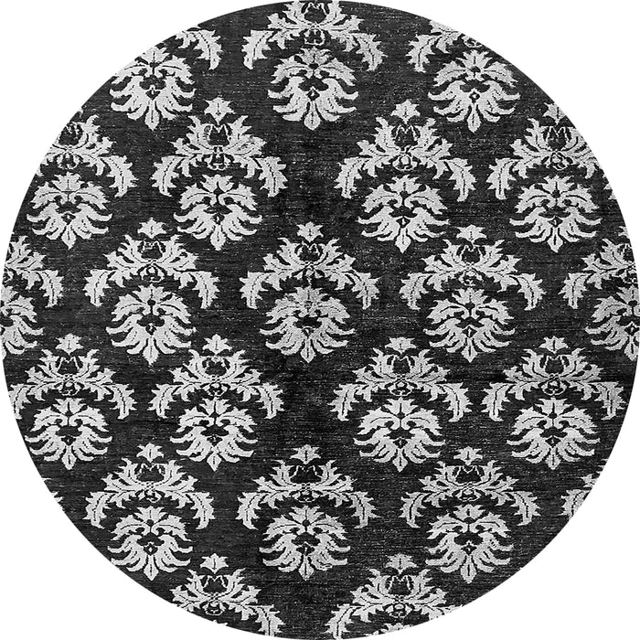 Round Machine Washable Abstract Gray Modern Rug, wshabs384gry