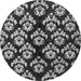 Round Machine Washable Abstract Gray Modern Rug, wshabs384gry