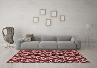 Machine Washable Abstract Red Modern Rug, wshabs384red