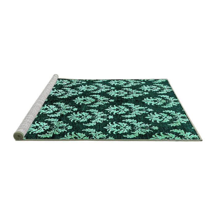 Sideview of Machine Washable Abstract Turquoise Modern Area Rugs, wshabs384turq