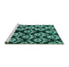 Sideview of Machine Washable Abstract Turquoise Modern Area Rugs, wshabs384turq