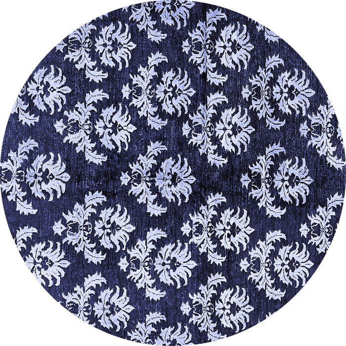 Round Machine Washable Abstract Blue Modern Rug, wshabs384blu