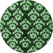 Round Abstract Emerald Green Modern Rug, abs384emgrn