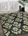 Abstract Olive Green Modern Rug in Family Room, abs384