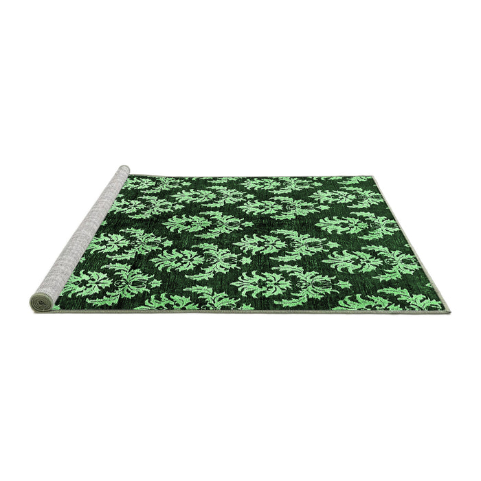 Sideview of Machine Washable Abstract Emerald Green Modern Area Rugs, wshabs384emgrn