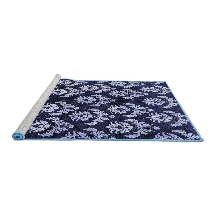 Sideview of Machine Washable Abstract Blue Modern Rug, wshabs384blu