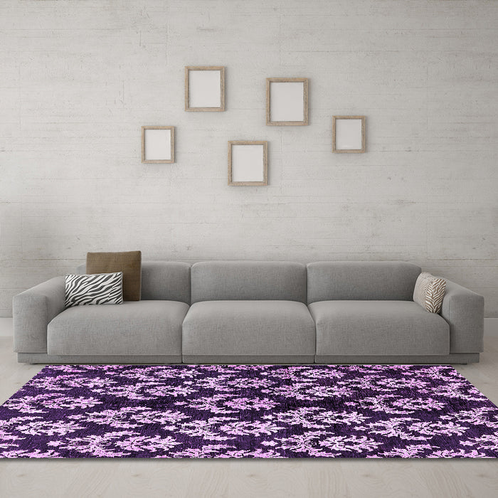 Machine Washable Abstract Purple Modern Area Rugs in a Living Room, wshabs384pur