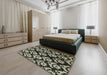 Abstract Olive Green Modern Rug in a Bedroom, abs384