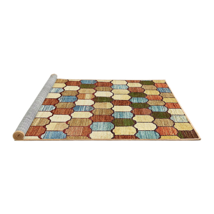 Sideview of Machine Washable Abstract Brown Gold Rug, wshabs385