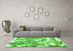 Machine Washable Abstract Green Modern Area Rugs in a Living Room,, wshabs3850grn