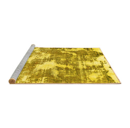Sideview of Machine Washable Abstract Yellow Modern Rug, wshabs3850yw