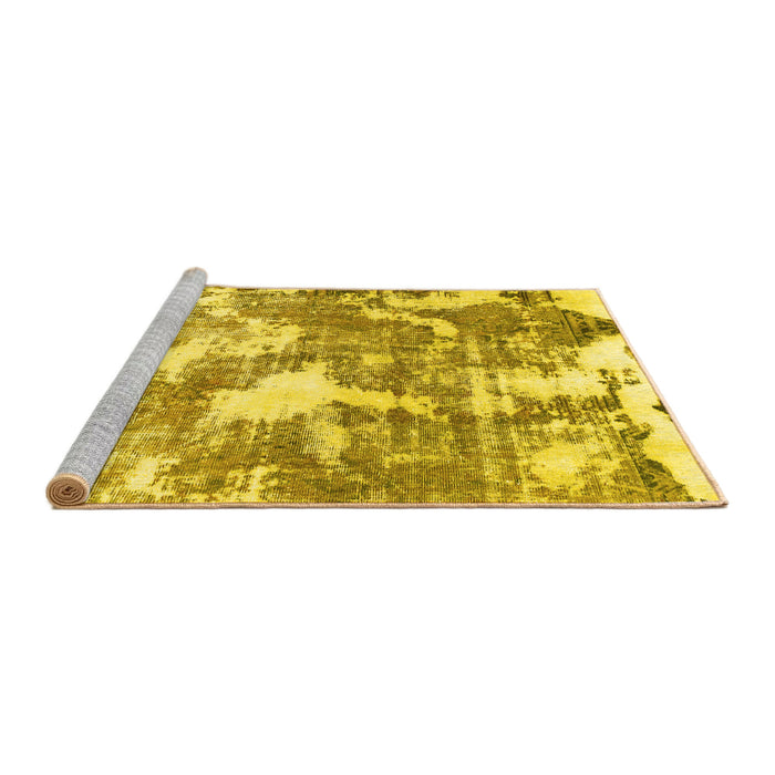 Sideview of Machine Washable Abstract Yellow Modern Rug, wshabs3850yw
