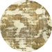 Round Abstract Light Brown Modern Rug, abs3850