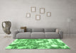 Machine Washable Abstract Emerald Green Modern Area Rugs in a Living Room,, wshabs3850emgrn