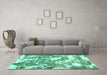 Machine Washable Abstract Turquoise Modern Area Rugs in a Living Room,, wshabs3850turq