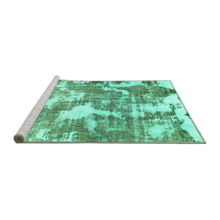 Sideview of Machine Washable Abstract Turquoise Modern Area Rugs, wshabs3850turq
