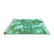 Sideview of Machine Washable Abstract Turquoise Modern Area Rugs, wshabs3850turq