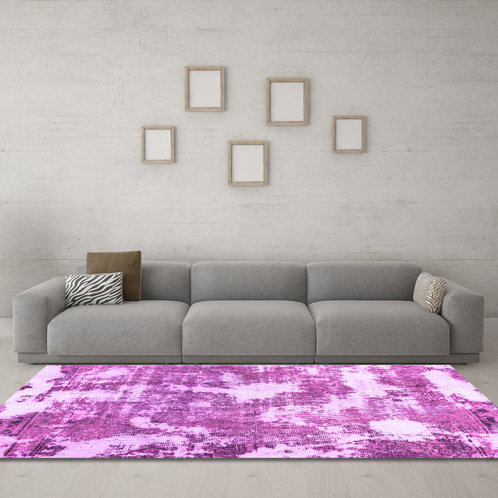 Machine Washable Abstract Purple Modern Area Rugs in a Living Room, wshabs3850pur