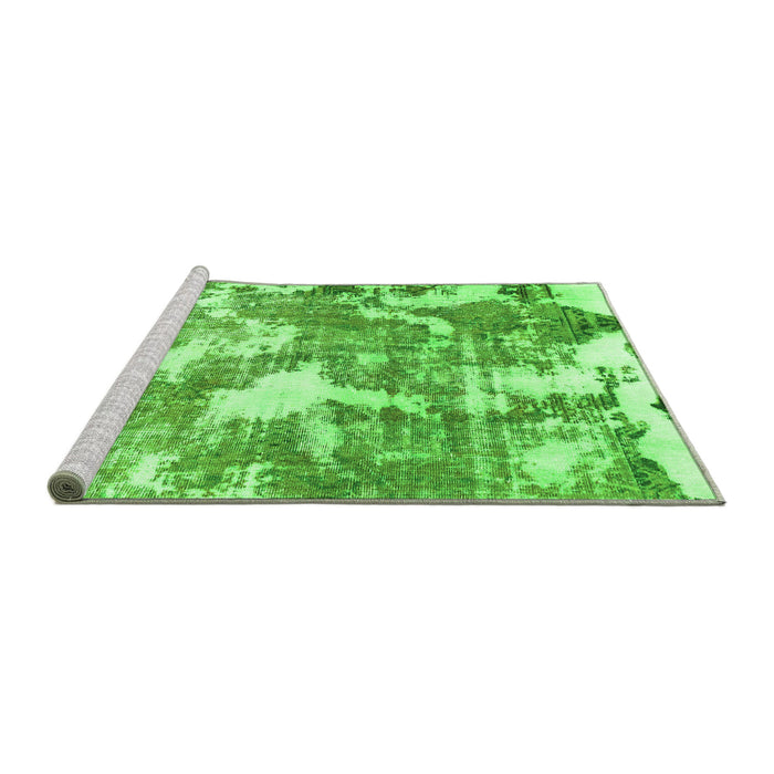 Sideview of Machine Washable Abstract Green Modern Area Rugs, wshabs3850grn