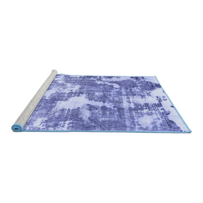 Sideview of Machine Washable Abstract Blue Modern Rug, wshabs3850blu