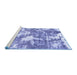 Sideview of Machine Washable Abstract Blue Modern Rug, wshabs3850blu