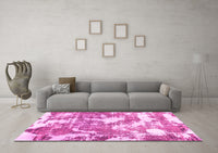 Machine Washable Abstract Pink Modern Rug, wshabs3850pnk