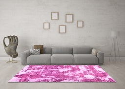 Machine Washable Abstract Pink Modern Rug in a Living Room, wshabs3850pnk