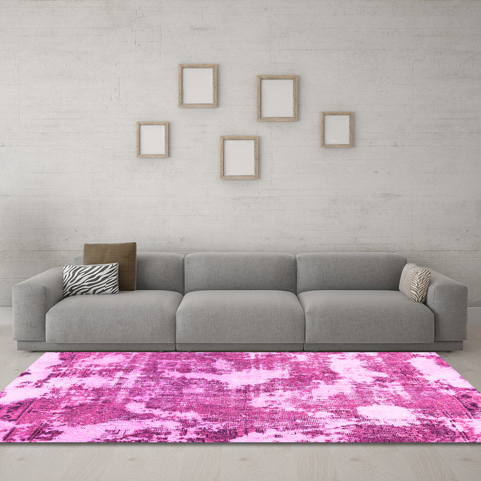 Machine Washable Abstract Pink Modern Rug in a Living Room, wshabs3850pnk