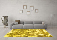 Machine Washable Abstract Yellow Modern Rug, wshabs3850yw