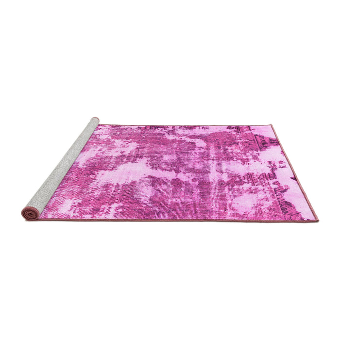 Sideview of Machine Washable Abstract Pink Modern Rug, wshabs3850pnk