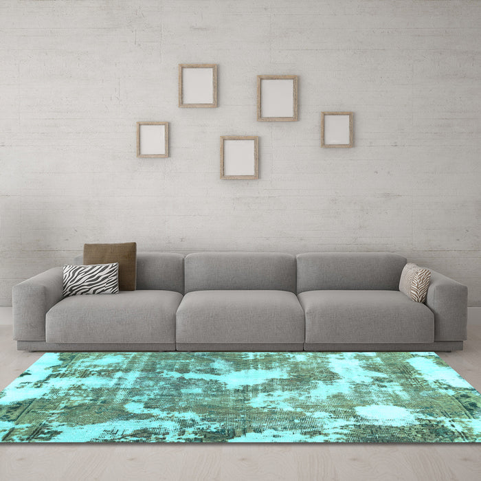 Machine Washable Abstract Light Blue Modern Rug in a Living Room, wshabs3850lblu