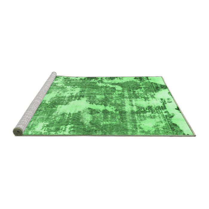 Sideview of Machine Washable Abstract Emerald Green Modern Area Rugs, wshabs3850emgrn