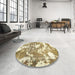 Round Machine Washable Abstract Light Brown Rug in a Office, wshabs3850