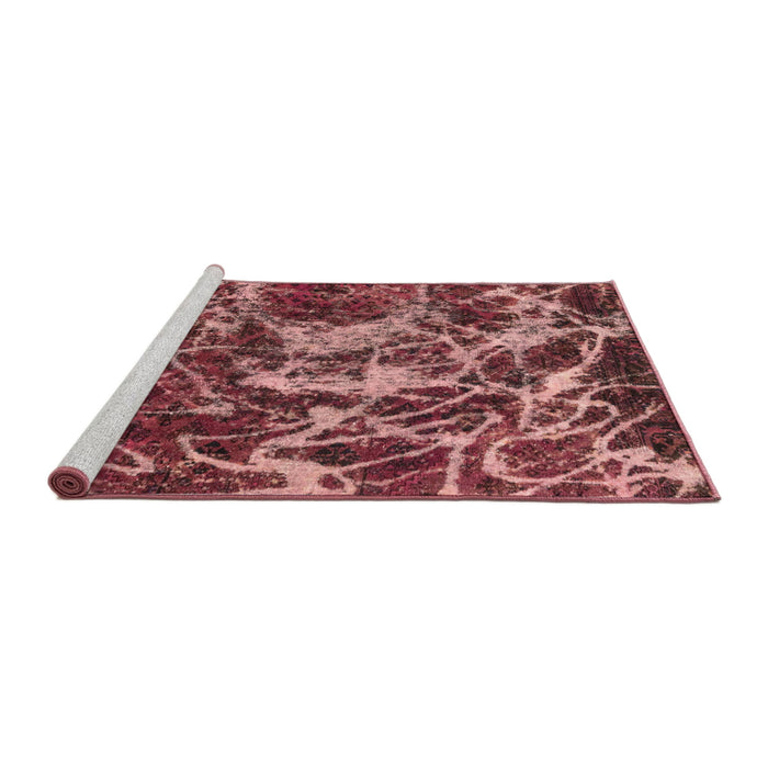 Sideview of Machine Washable Abstract Red Rug, wshabs3851