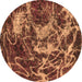 Round Abstract Brown Modern Rug, abs3851brn