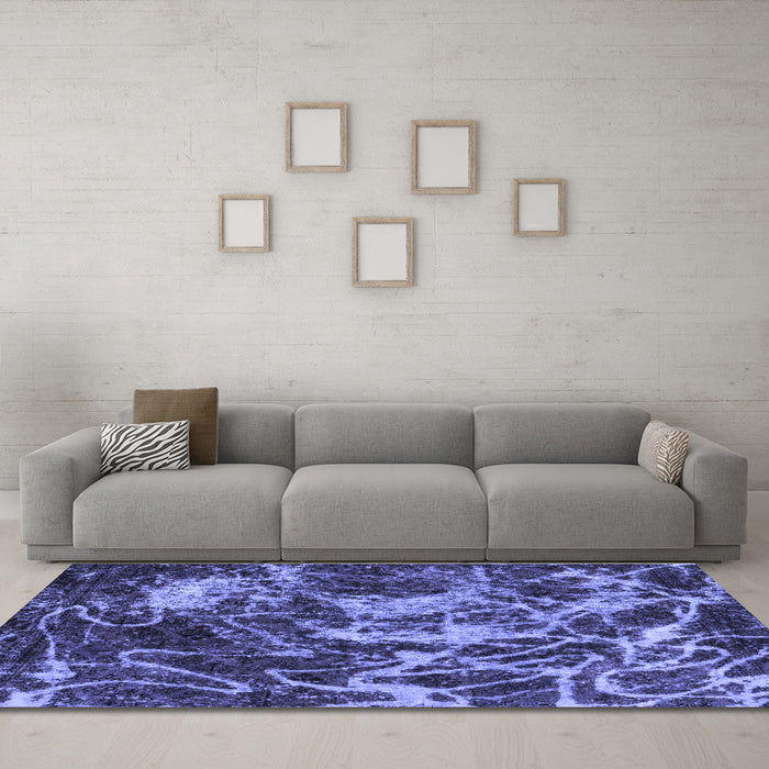 Machine Washable Abstract Blue Modern Rug in a Living Room, wshabs3851blu