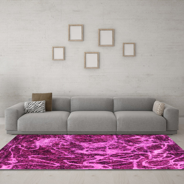 Machine Washable Abstract Pink Modern Rug in a Living Room, wshabs3851pnk